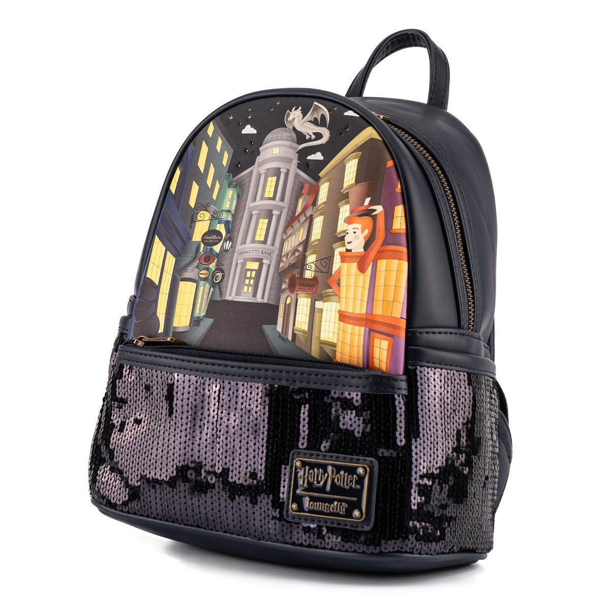 NWT Harry Potter - Diagon Alley Sequin Double Strap Mini  Backpack by Loungefly Loungefly Mini Backpack Harry Potter Diagon Alley Sequin  main image 4