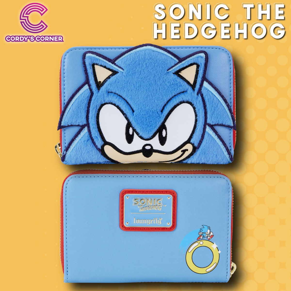 Sonic The Hedgehog Classic Cosplay Plush Zip Around Wallet 
