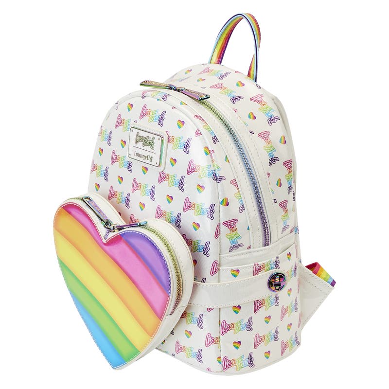 In stock- Loungefly Lisa Frank Rainbow Heart Mini Backpack  display picture 1