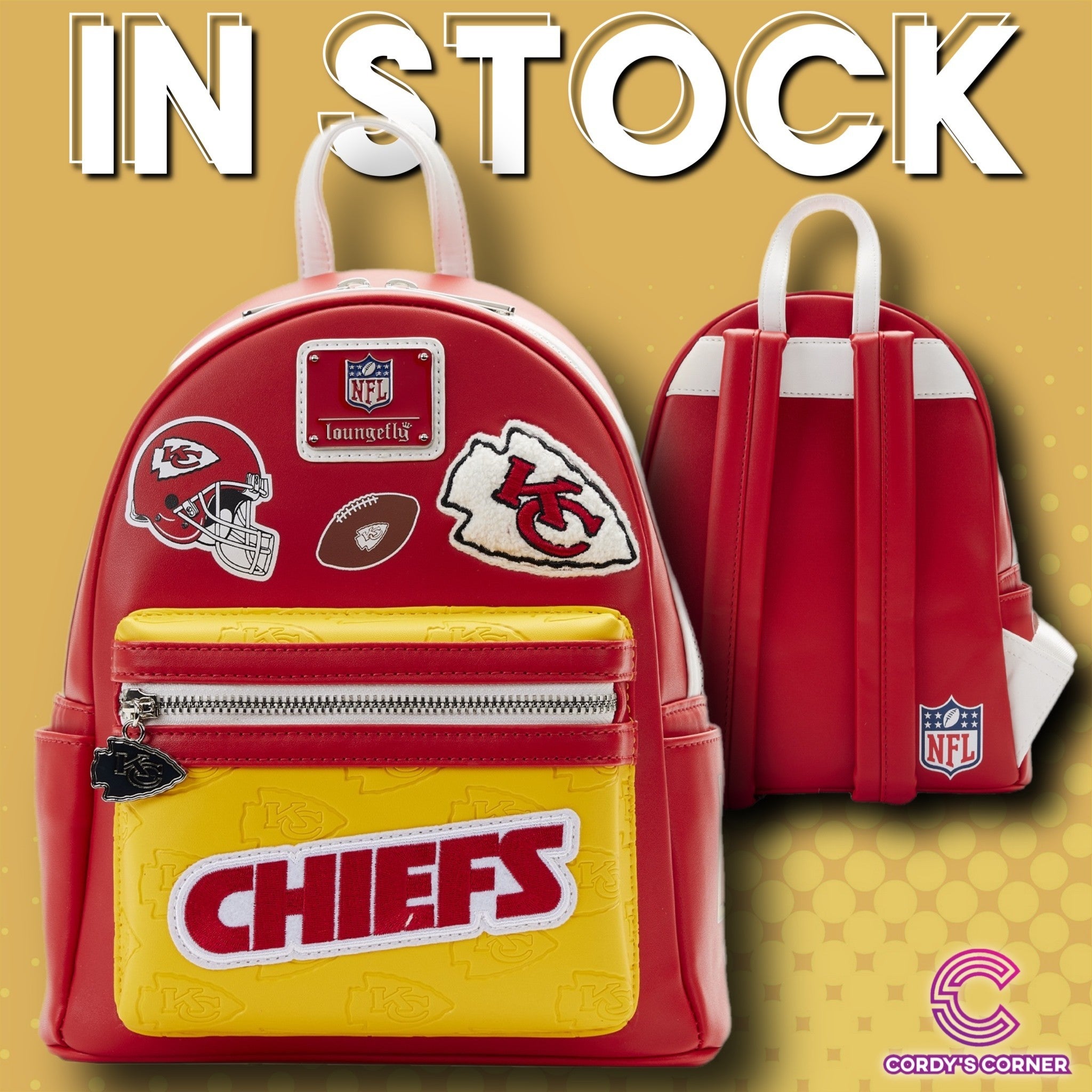 【Lounge Fly】NFL Kansas City Chiefs Patches Mini Backpack NFL Kansas City Chiefs Patches Mini Backpack Loungefly