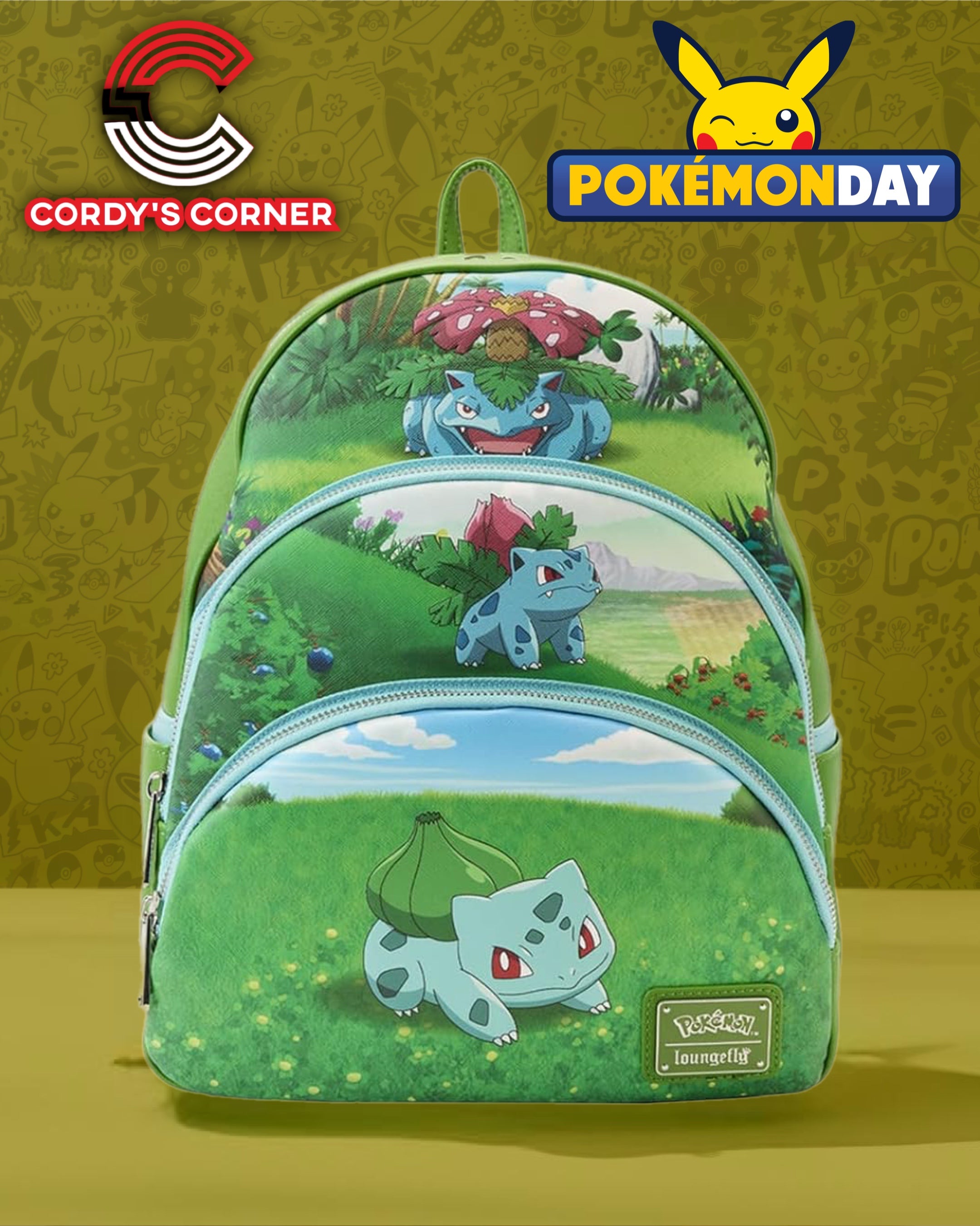 POKEMON BULBASAUR EVOLUTIONS TRIPLE POCKET BACKPACK 