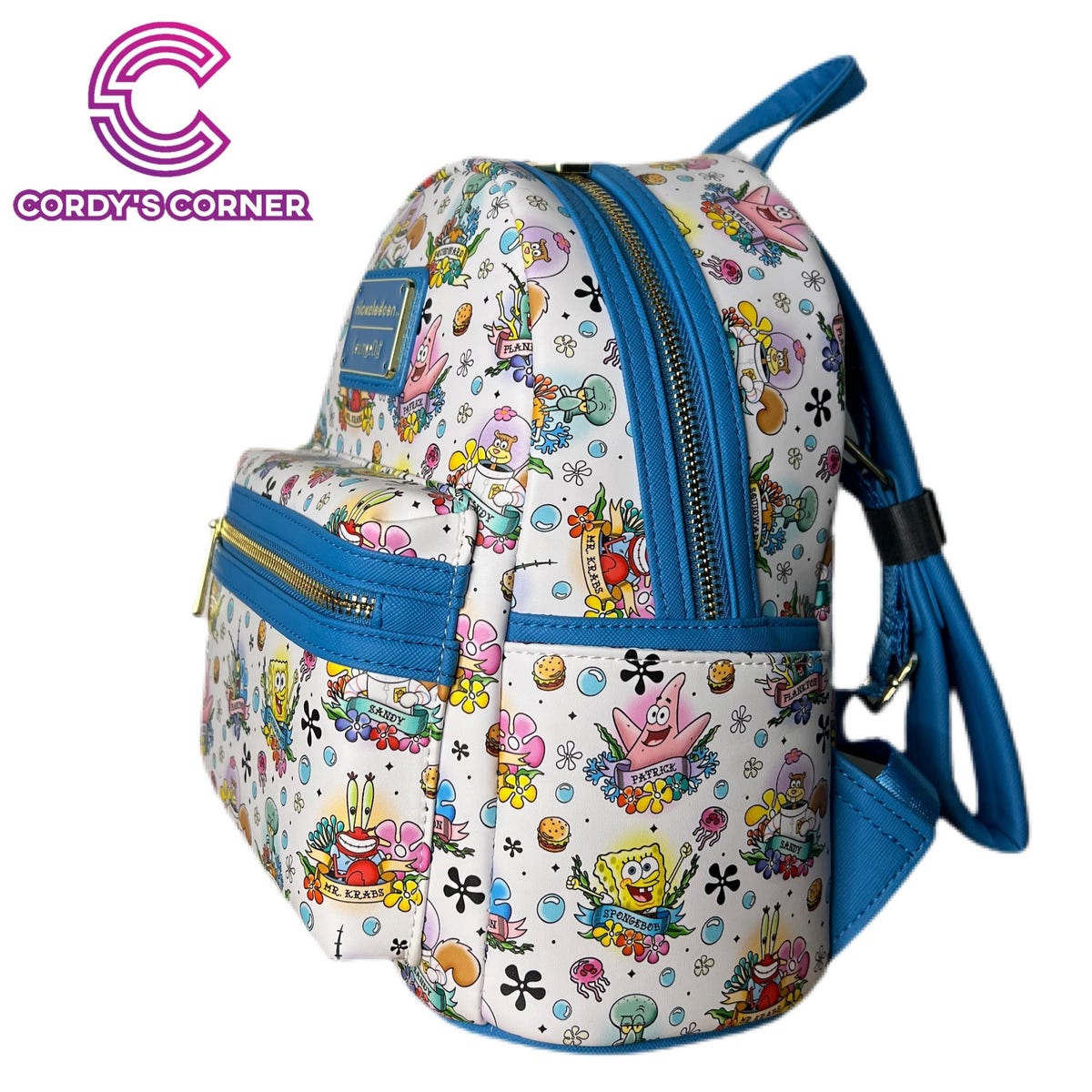 Loungefly SpongeBob Tattoo style Blue and White mini Backpack Exclusive - Spongebob Tattoo AOP Mini Backpack Loungefly  main image 3