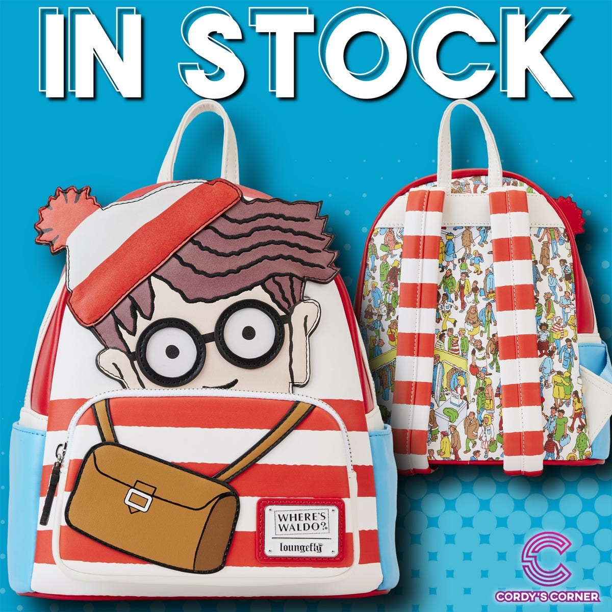 NWT Loungefly Where\'s Waldo mini Backpack - Red, White, Blue Where main image 2