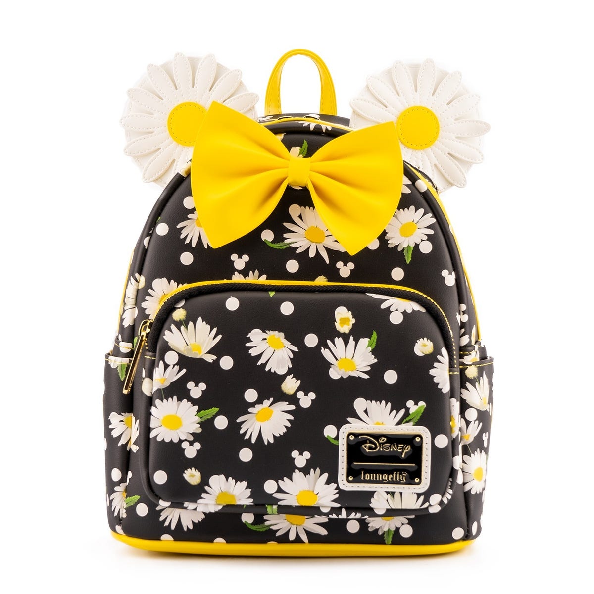 Disney Girls Mustard Yellow Faux Leather Mini Backpack with Floral Bow Disney Minnie Mouse Daisy Daisies Mini Backpack Loungefly  main image 4