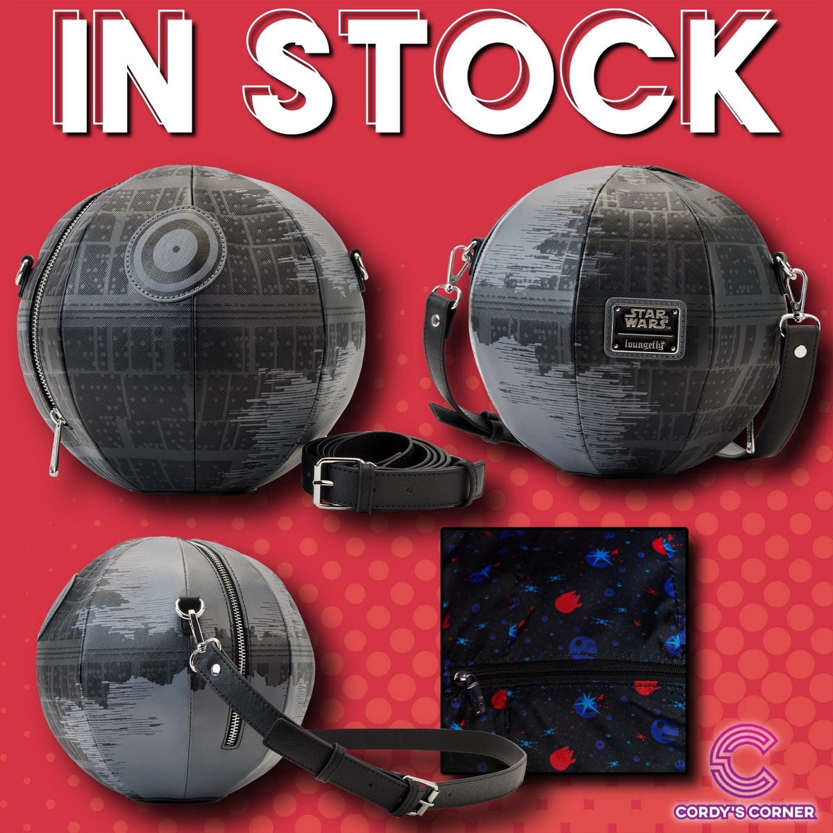 In Stock STAR WARS RETURN OF THE JEDI 40TH ANNIVERSARY DEATH STAR  CROSSBODY Loungefly