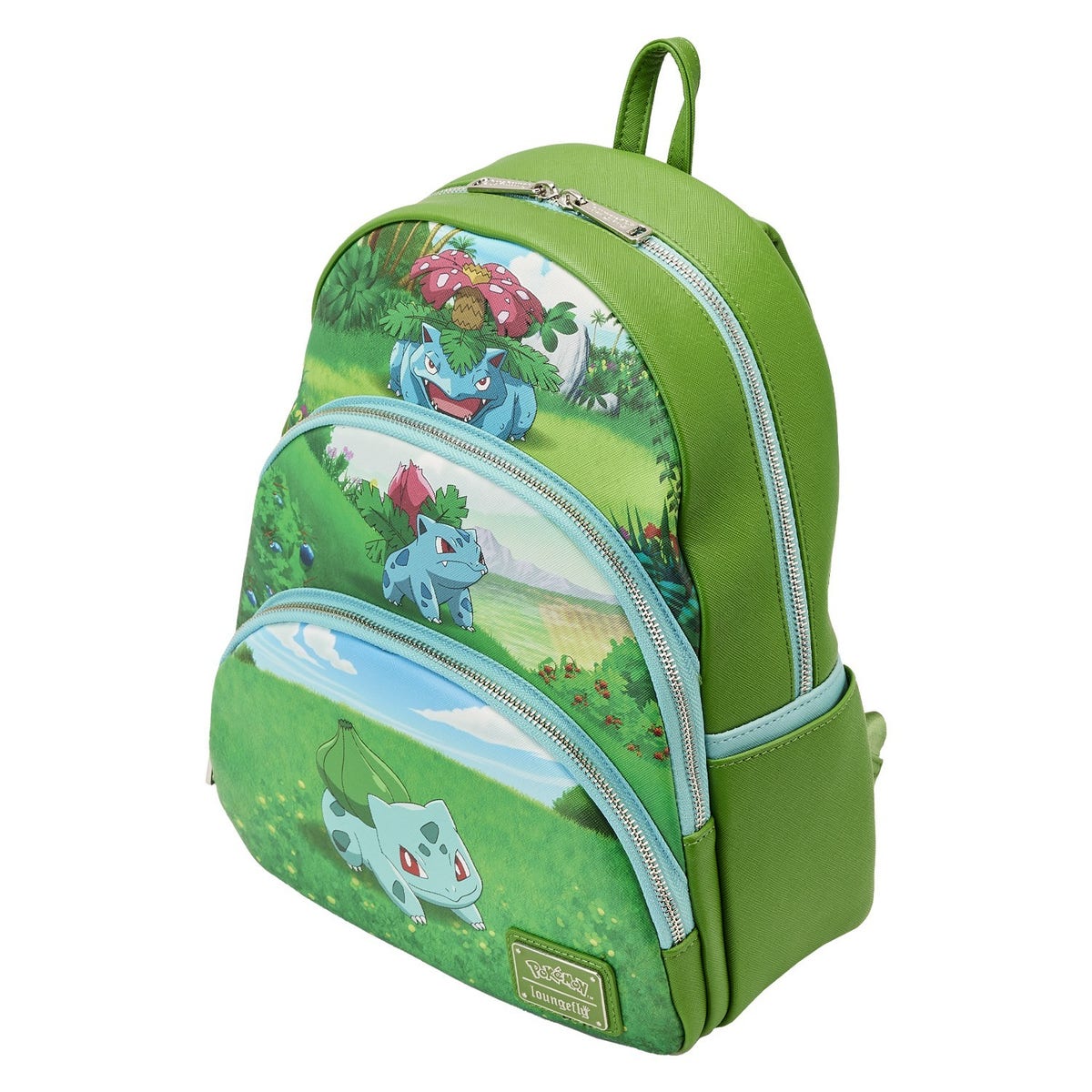 Loungefly Pokemon Bulbasaur All Over Print Backpack NWT POKEMON BULBASAUR EVOLUTIONS TRIPLE POCKET BACKPACK  main image 3