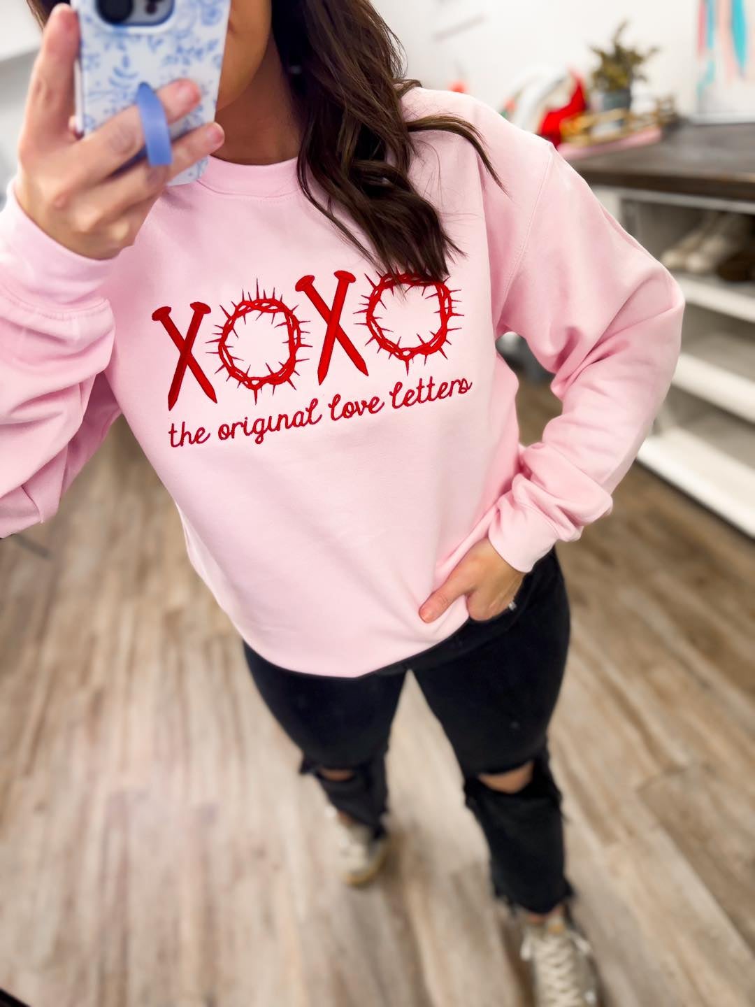 Original Love Letters Embroidered Sweatshirt | Homepage title