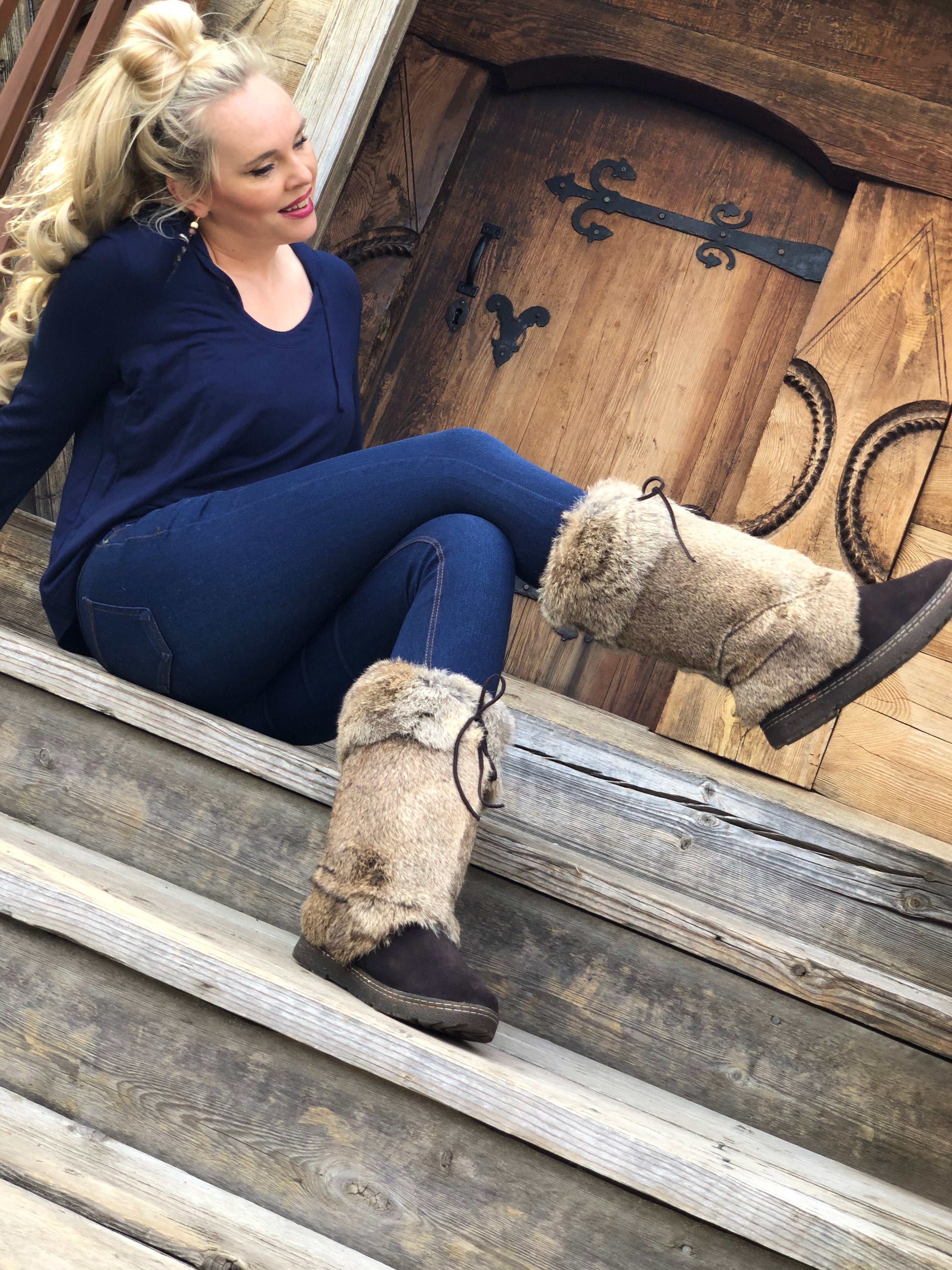 Genuine Rabbit Fur Boots - 2 Colors | Dakota Chappy