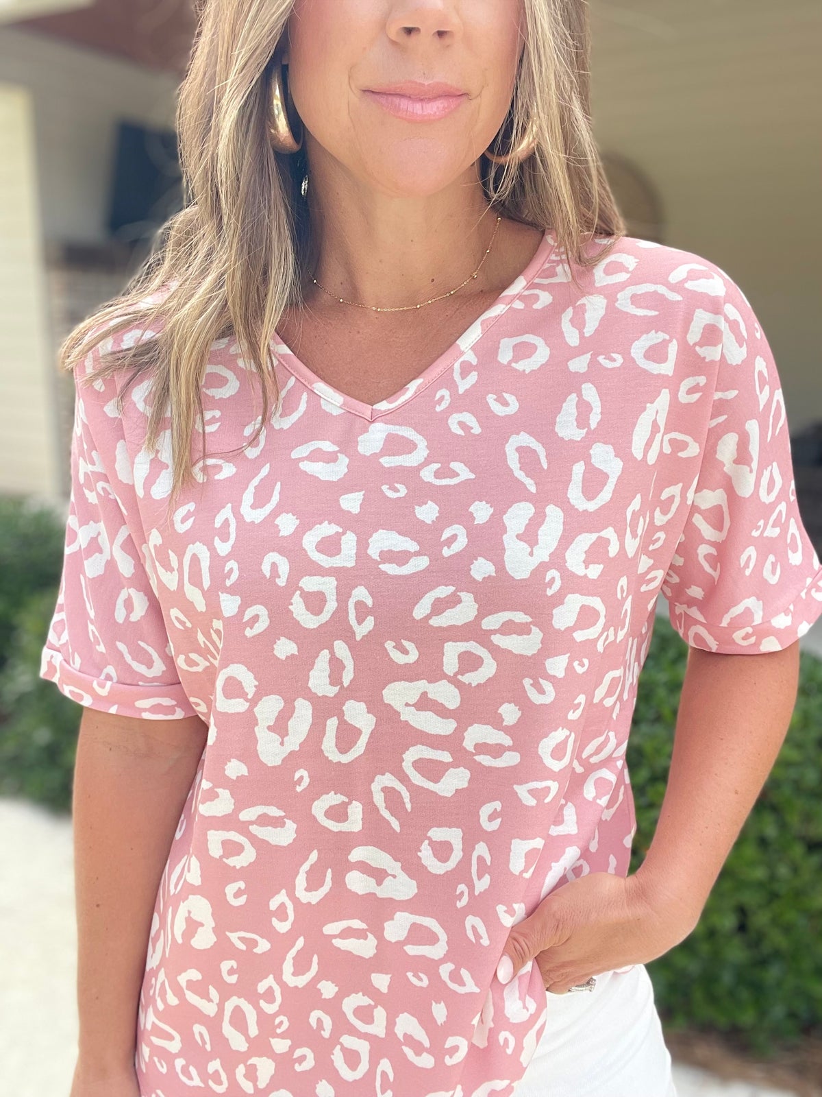 BOMBOM Loose Fit Animal Print Soft Knit Top