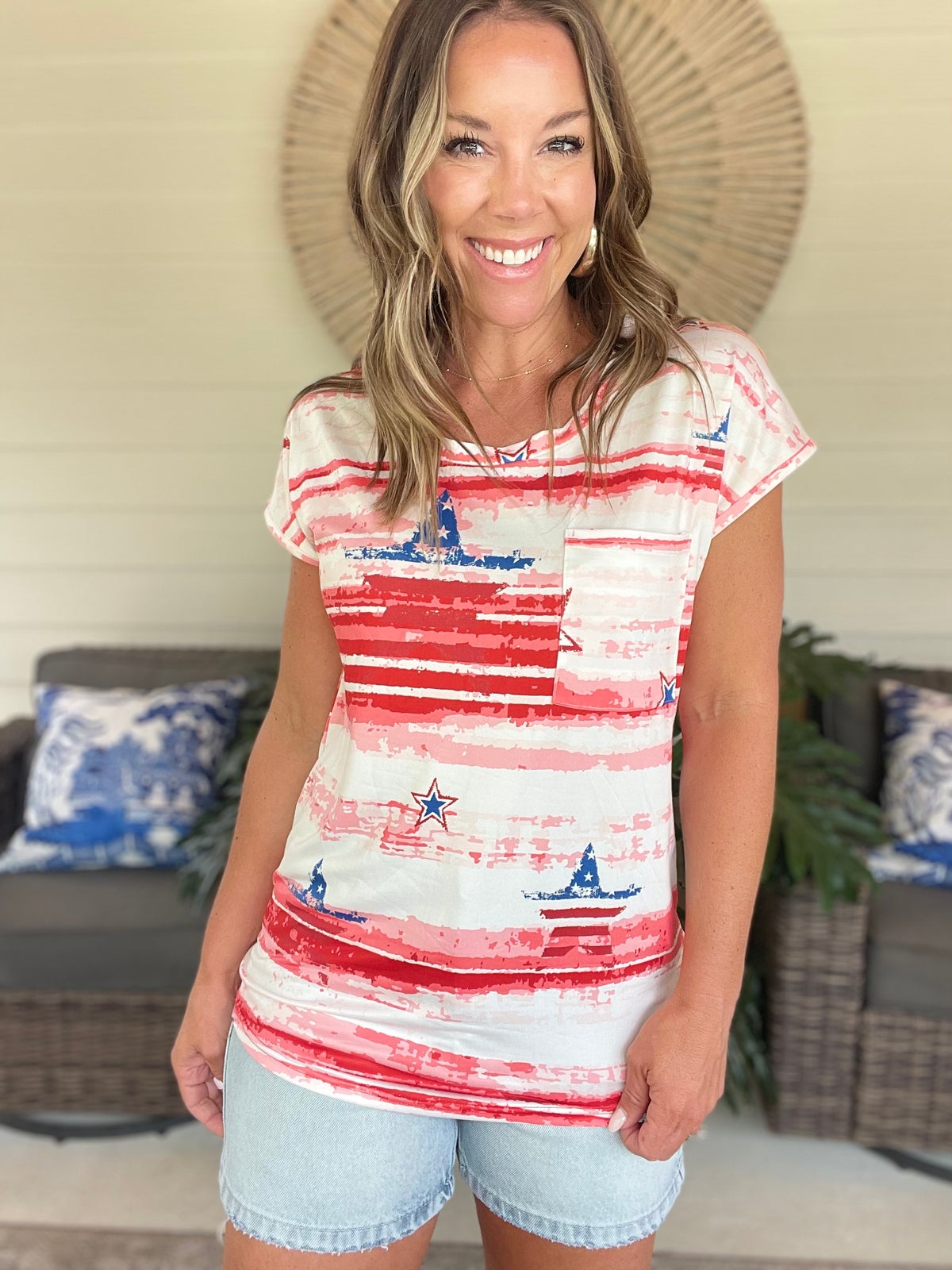Printed Round Neck Short Sleeve T-Shirt