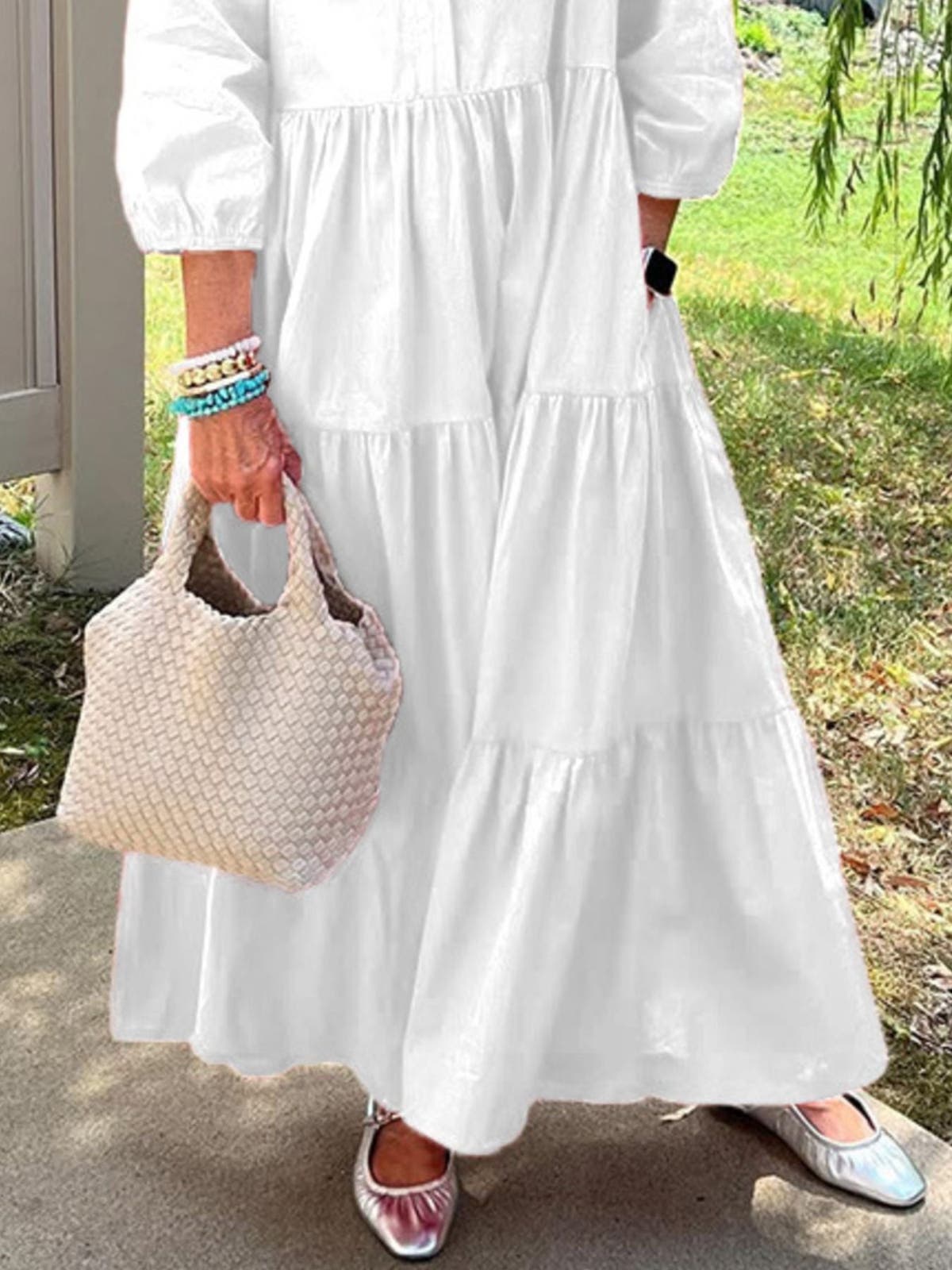 Full Size Tiered Button-Front Maxi Shirt Dress Plus Size
