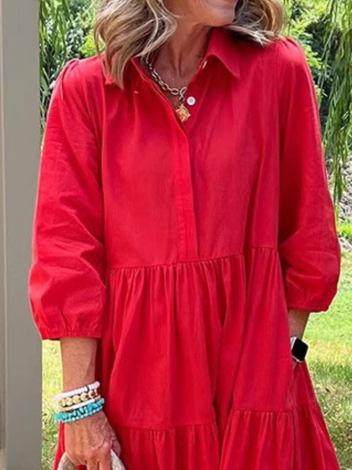 Full Size Tiered Button-Front Maxi Shirt Dress Plus Size