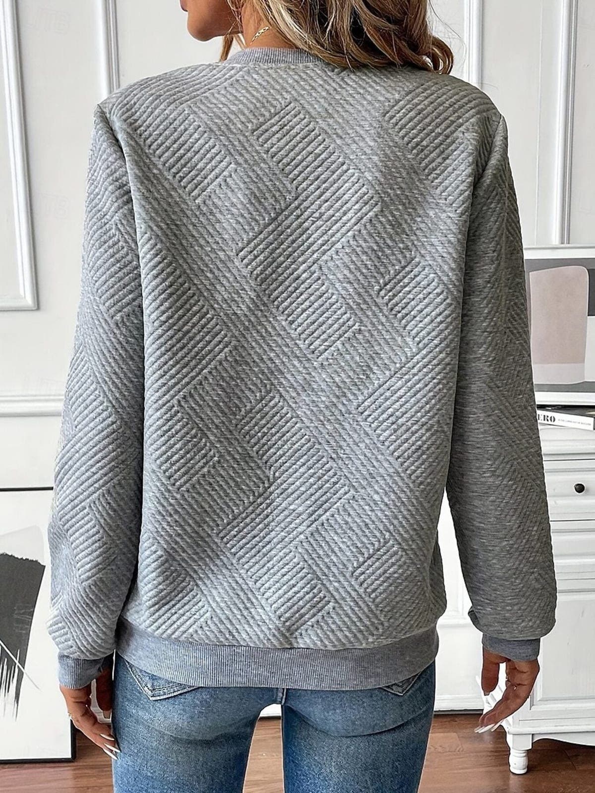 Quarter Zip Textured Long Sleeve Sweatshirt