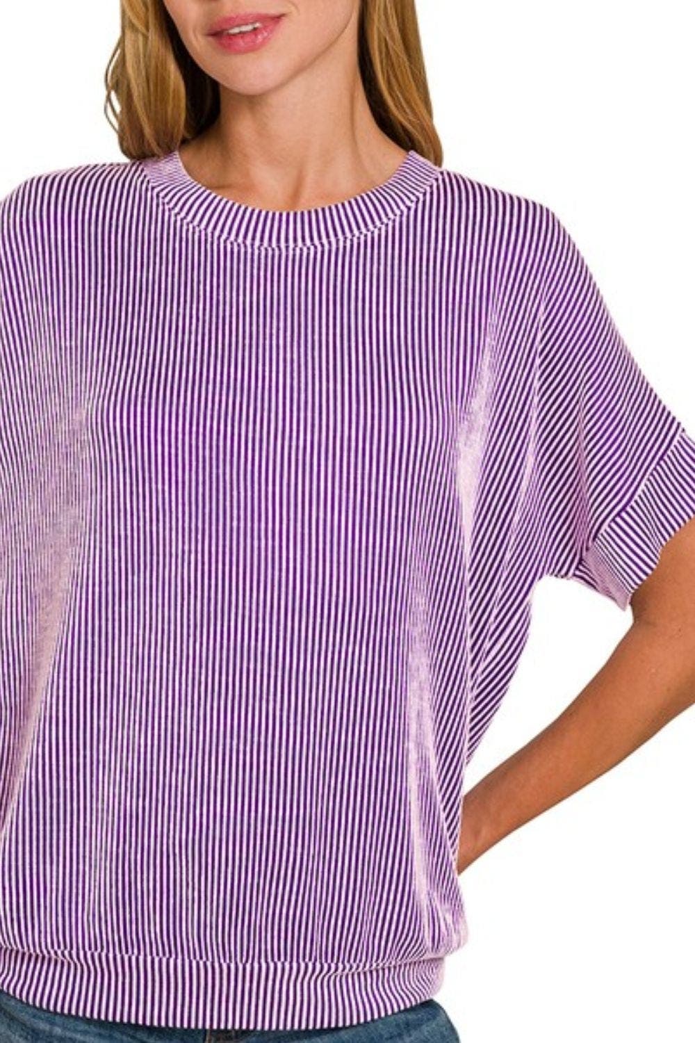 Zenana Corded Rib Short Sleeve T-Shirt