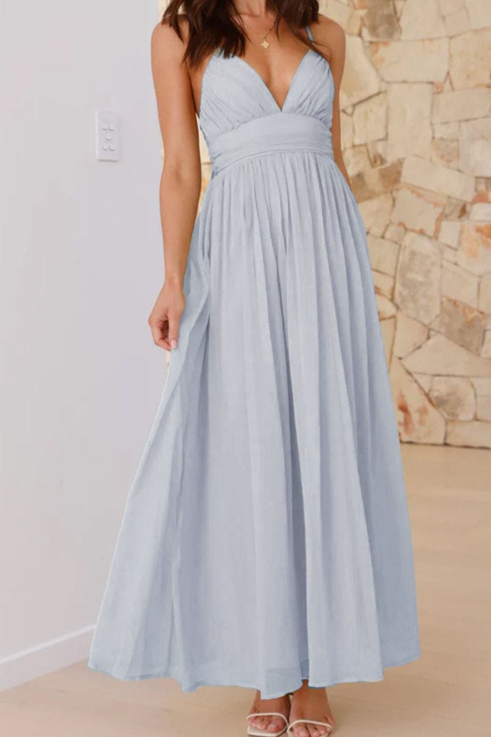 Ruched V-Neck Cami Dress