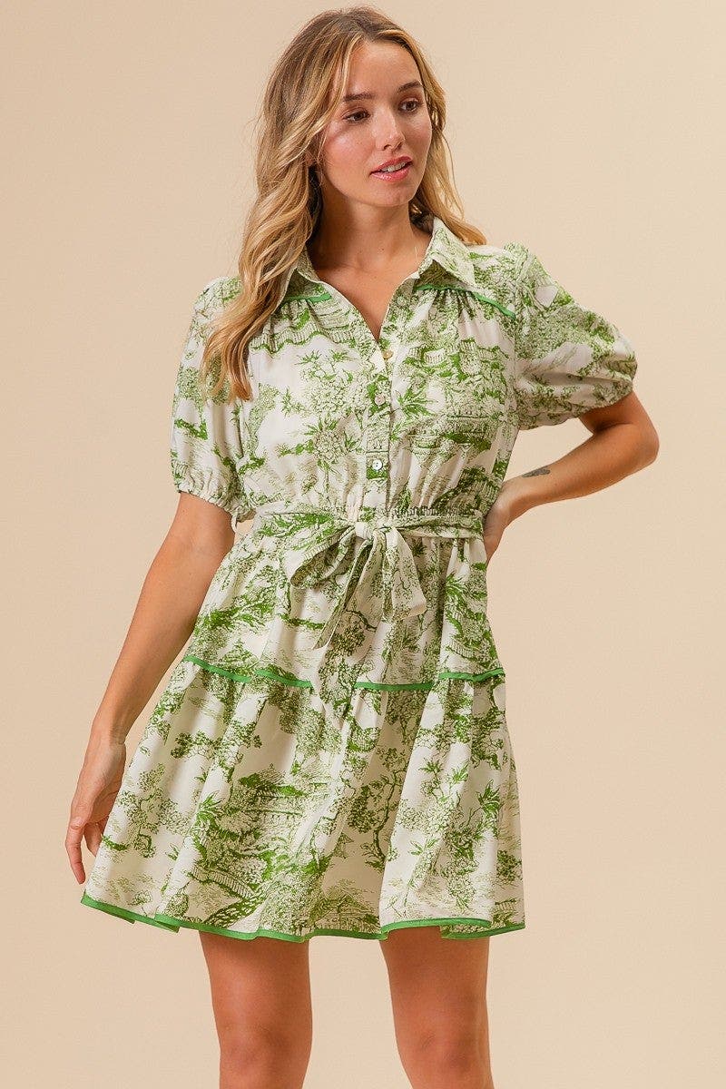 BiBi Woven Printed Tiered Dress