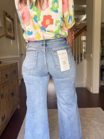 RISEN Full Size Mid Rise Crop Wide Leg Jeans Plus Size