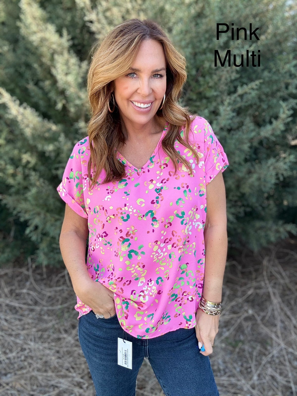 Heimish Full Size Animal print V-Neck Short Sleeve T-Shirt Plus Size