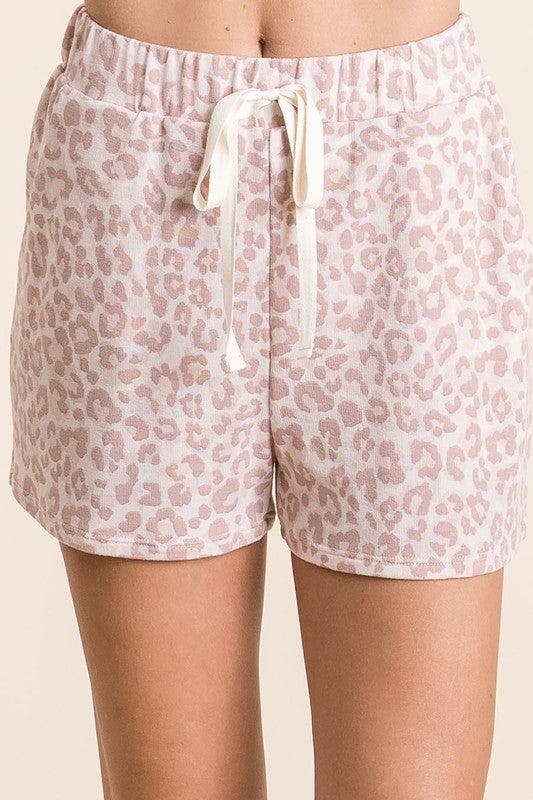 BiBi Leopard Terry Shorts With Drawstring