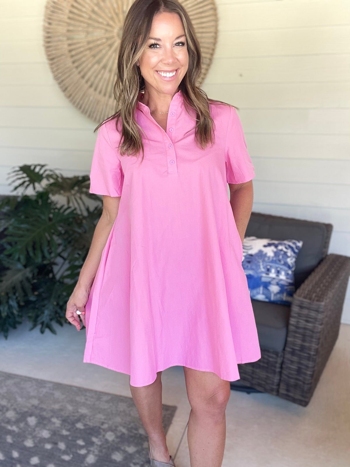 Mittoshop Poplin Collar Pleated Back Mini Dress