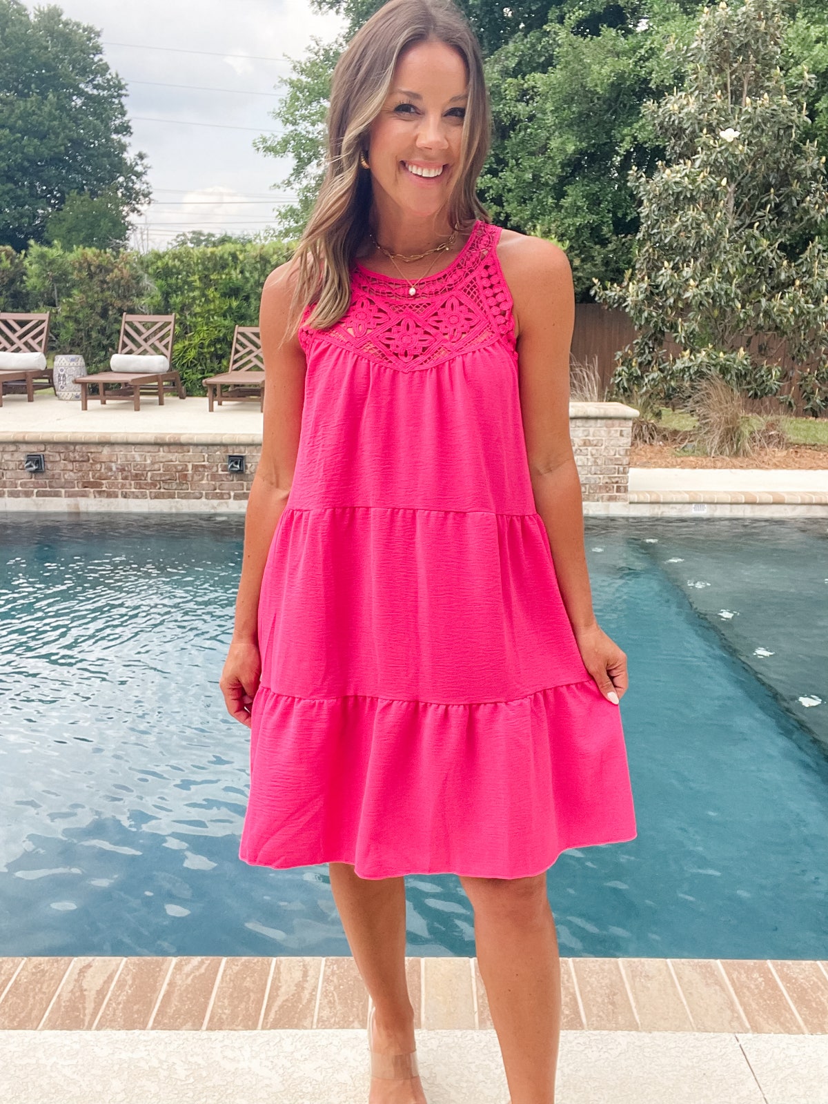 Ruffled Hem Lace Sleeveless Dress