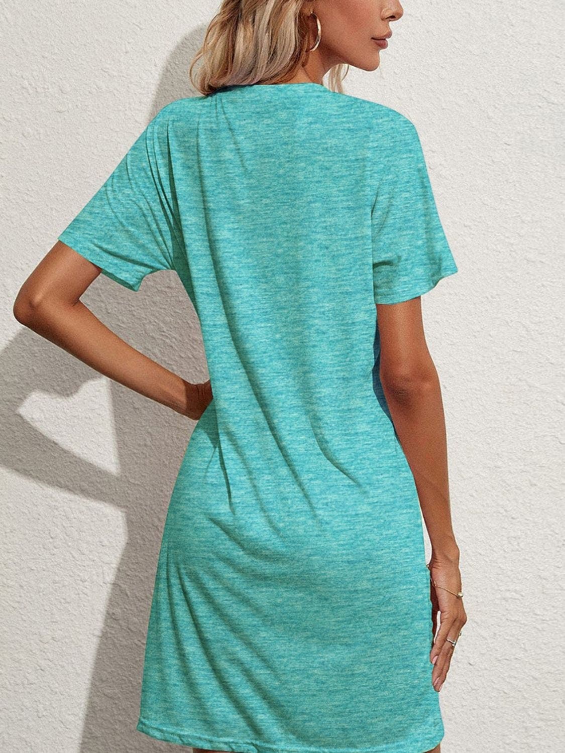 Pocketed Round Neck Short Sleeve Mini Tee Dress