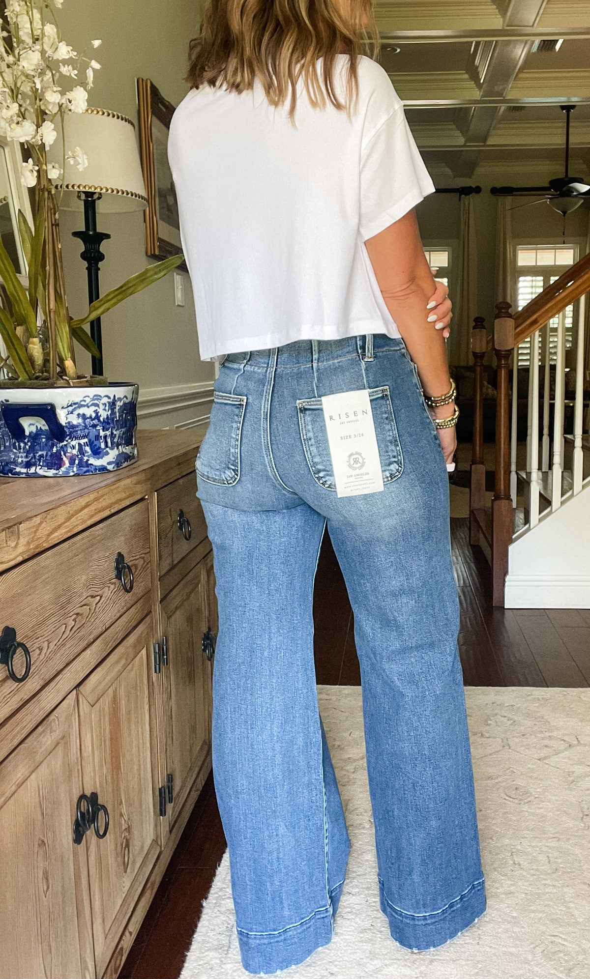 RISEN Full Size High Rise Ankle Wide Seam Detailed Jeans Plus Size