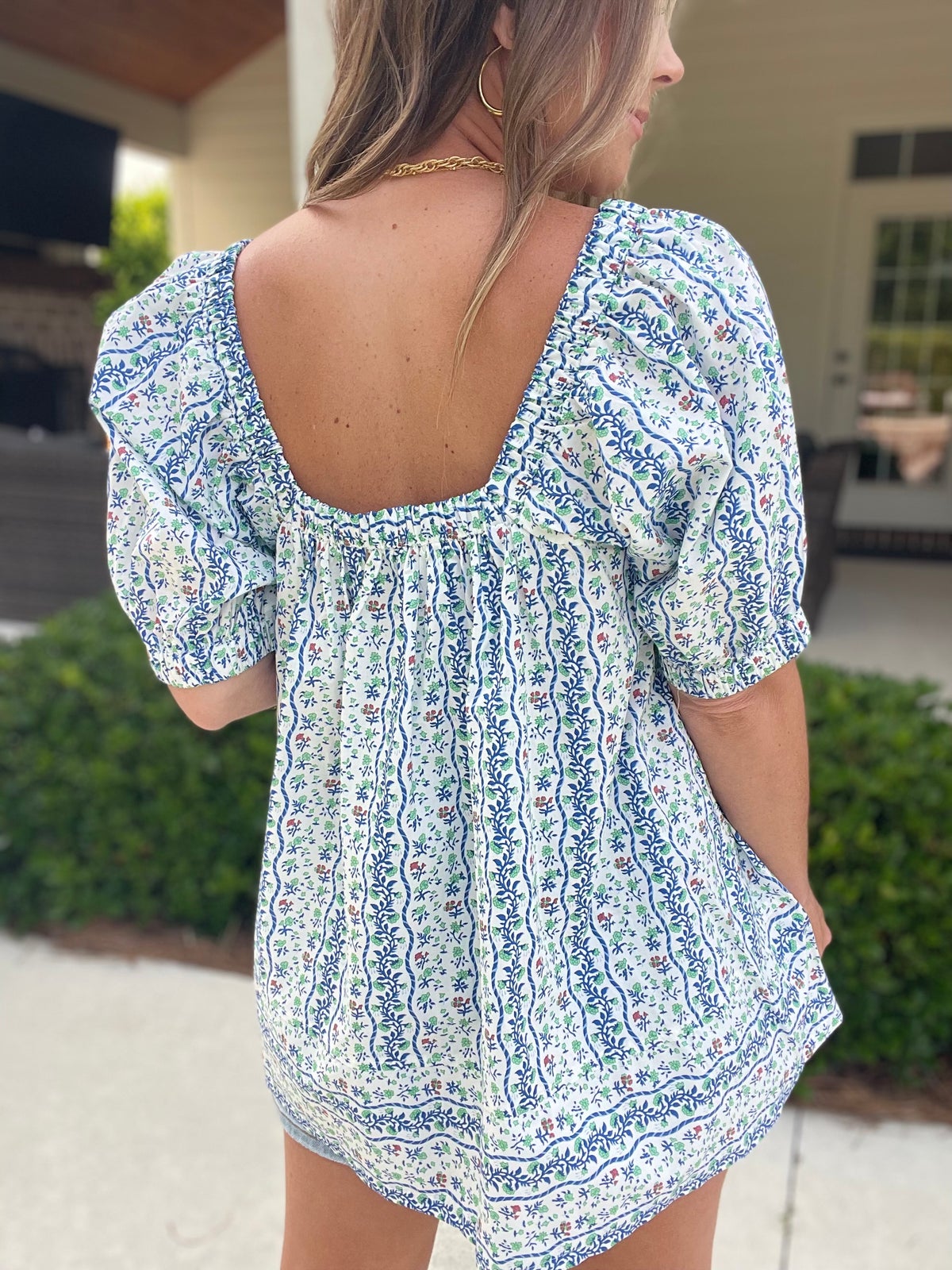 Aemi+Co Floral Short Sleeve Babydoll Top