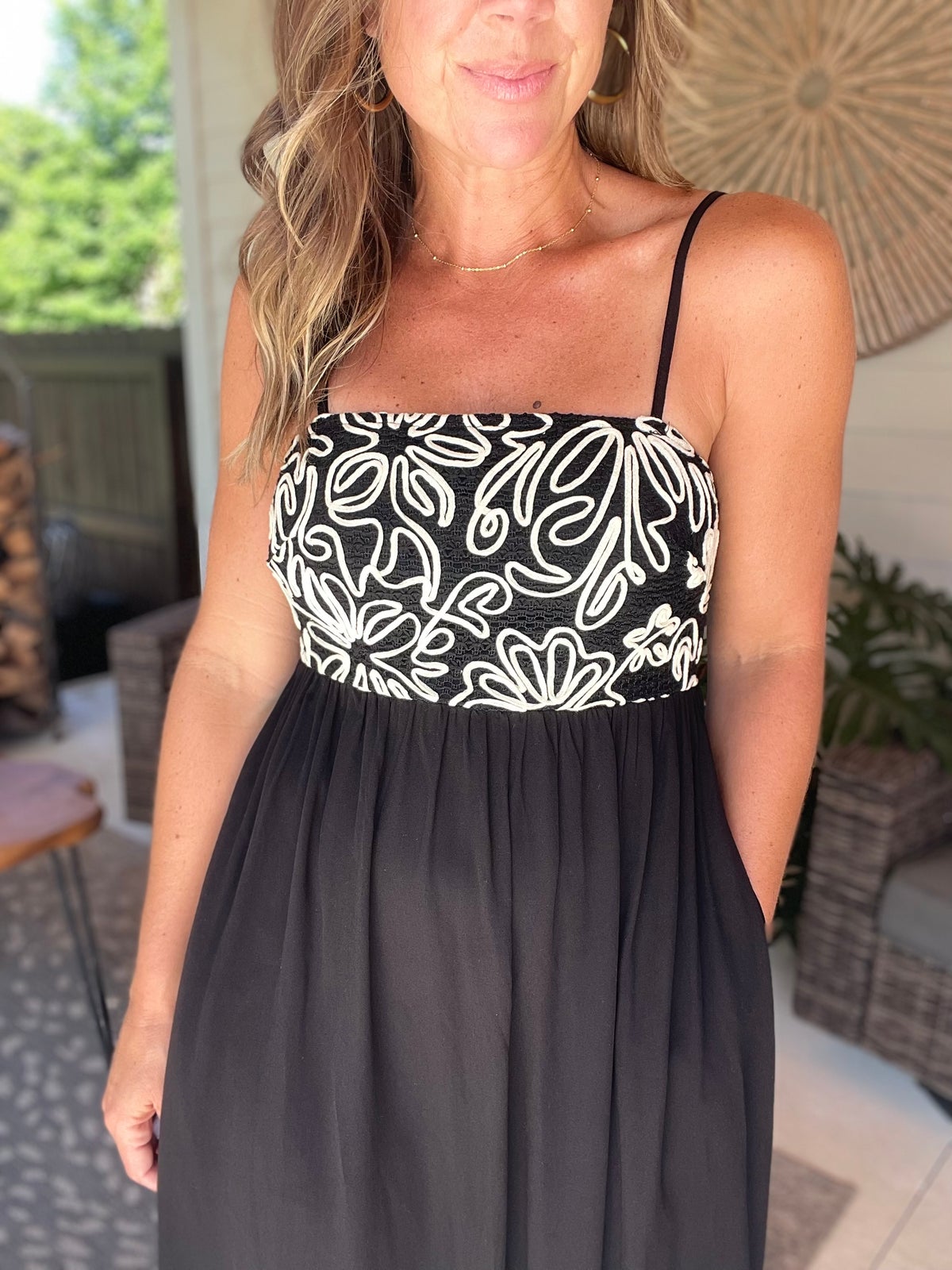Smocked Midi Cami Dress with Pockets