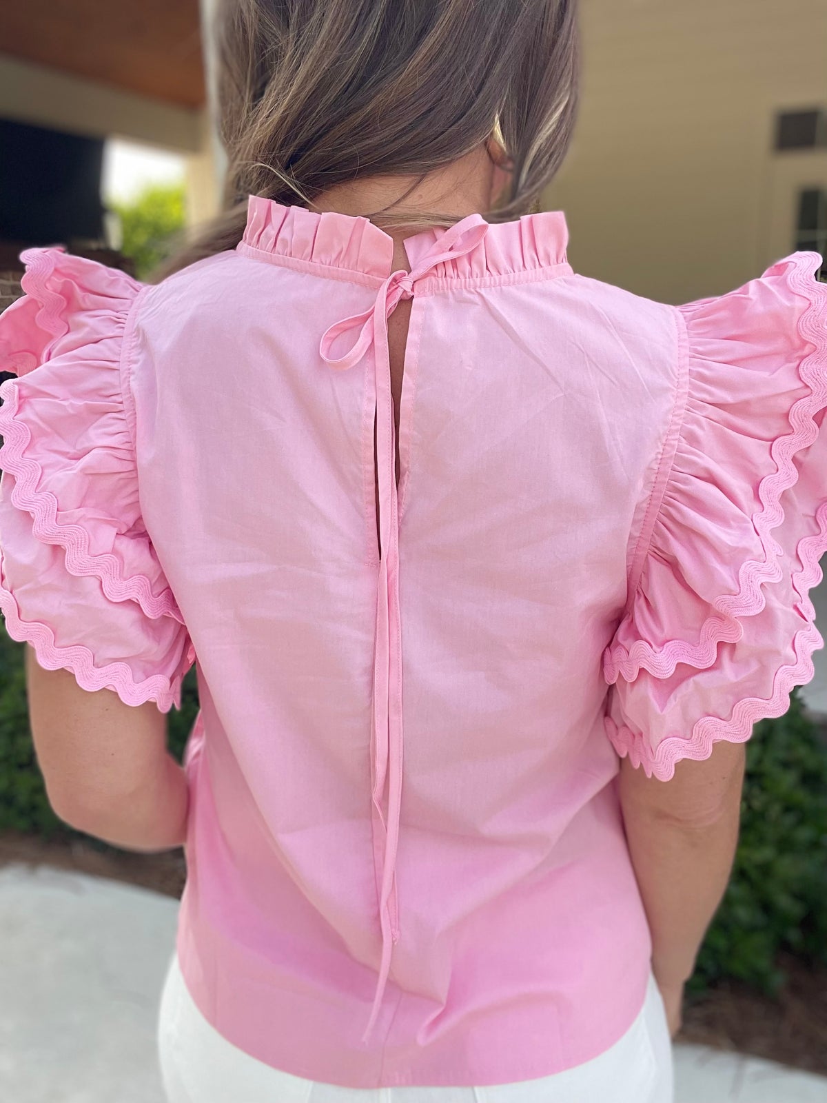 Ruffled Sleeve Frilled Collar Blouse