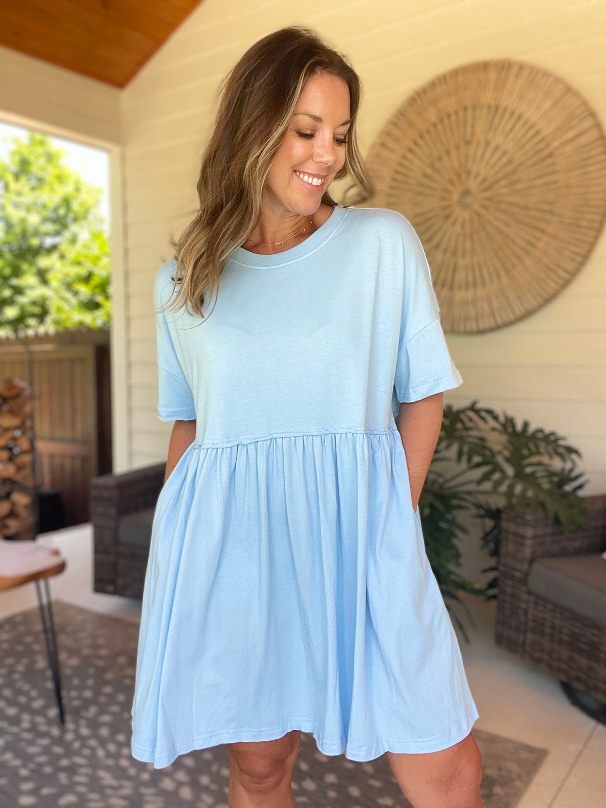Round Neck Half Sleeve Mini Tee Dress