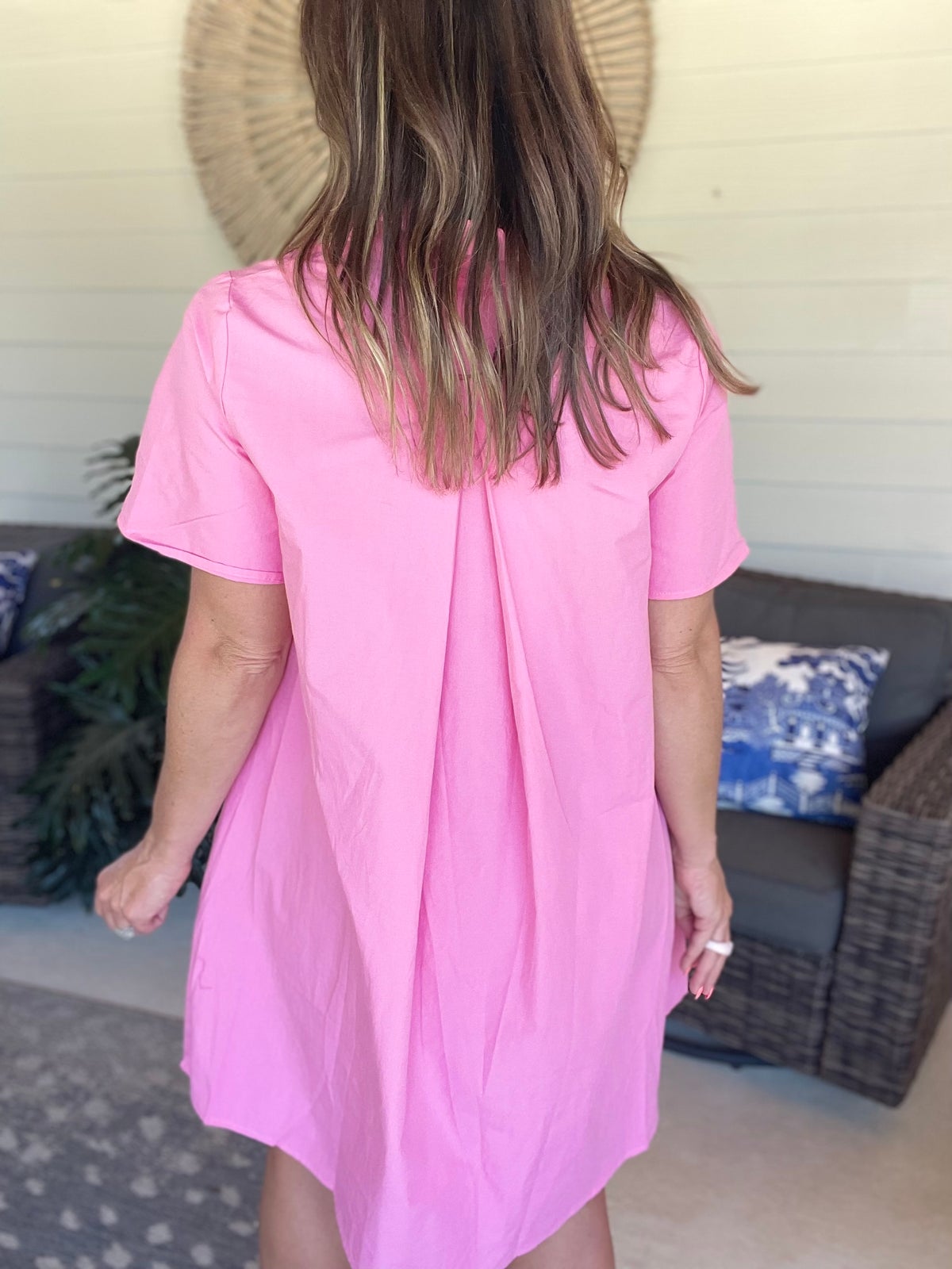 Mittoshop Poplin Collar Pleated Back Mini Dress
