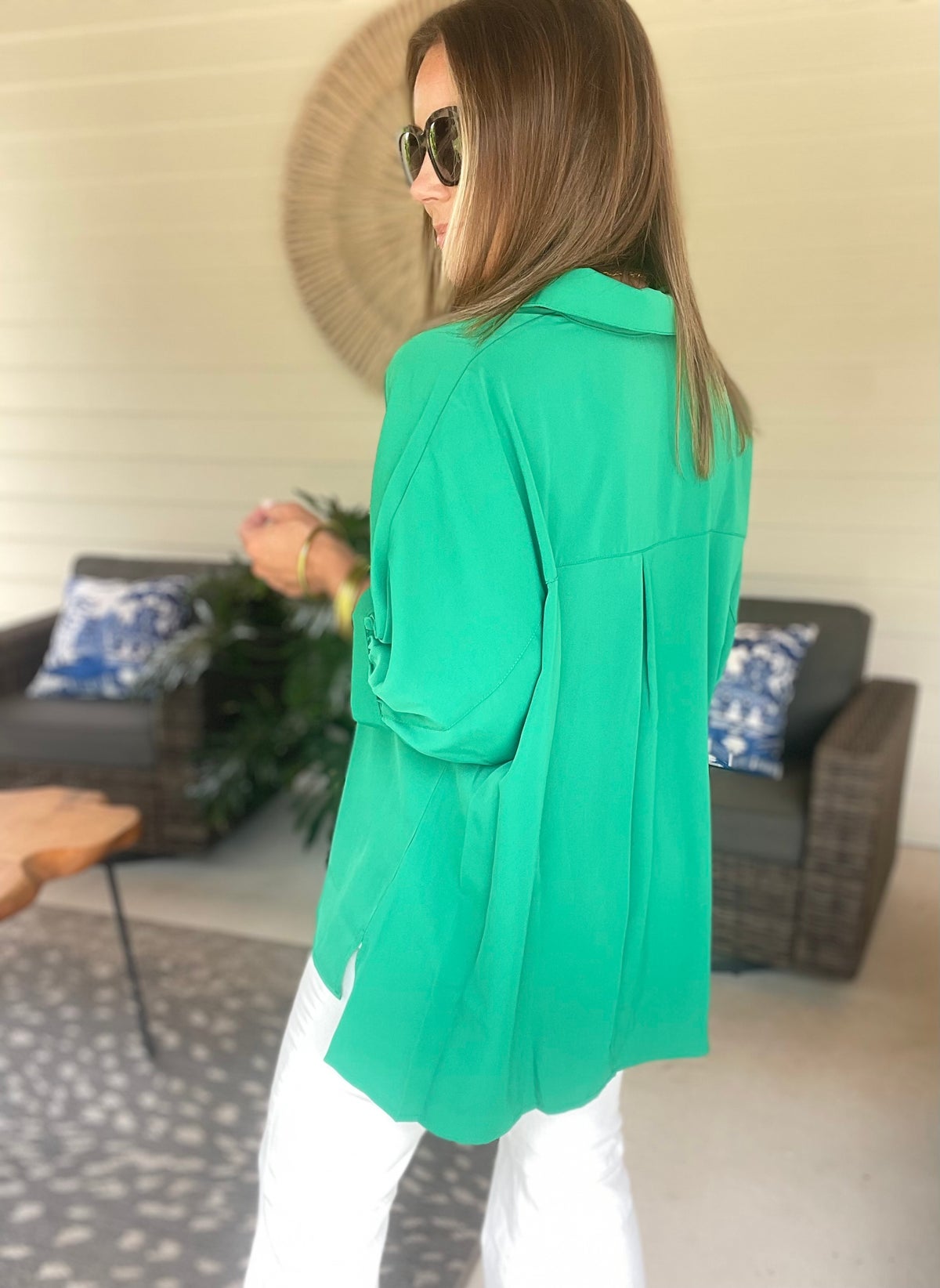 Collared Neck Three-Quarter Sleeve Shirt