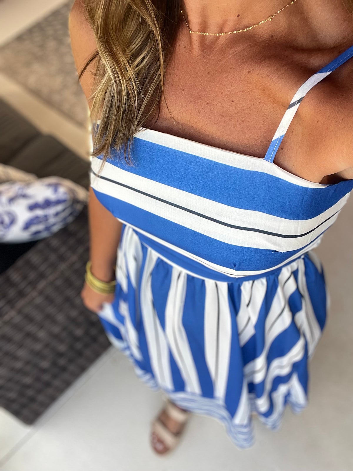 Striped Square Neck Cami Dress
