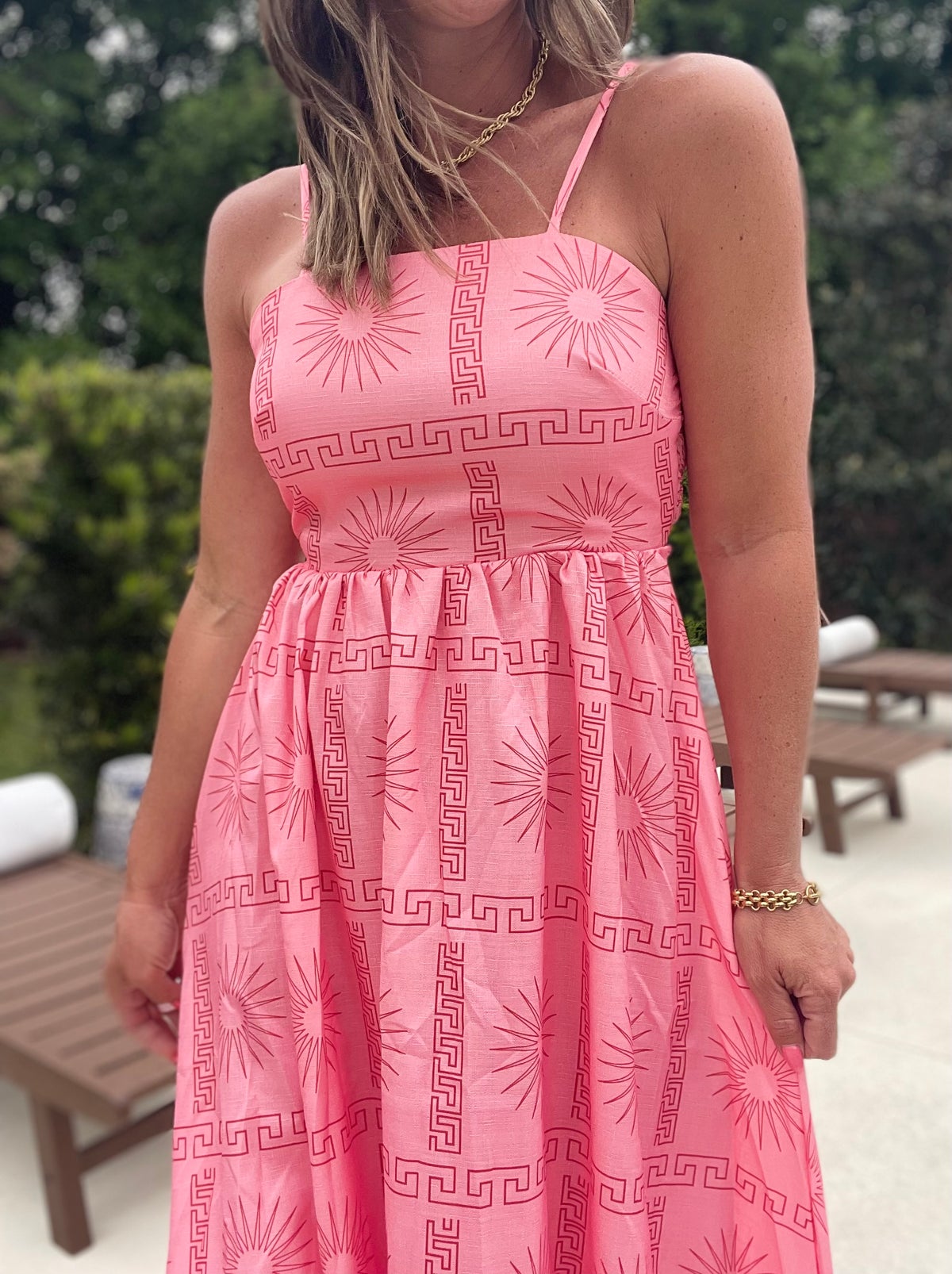 Cutout Back Printed Square Neck Maxi Cami Dress