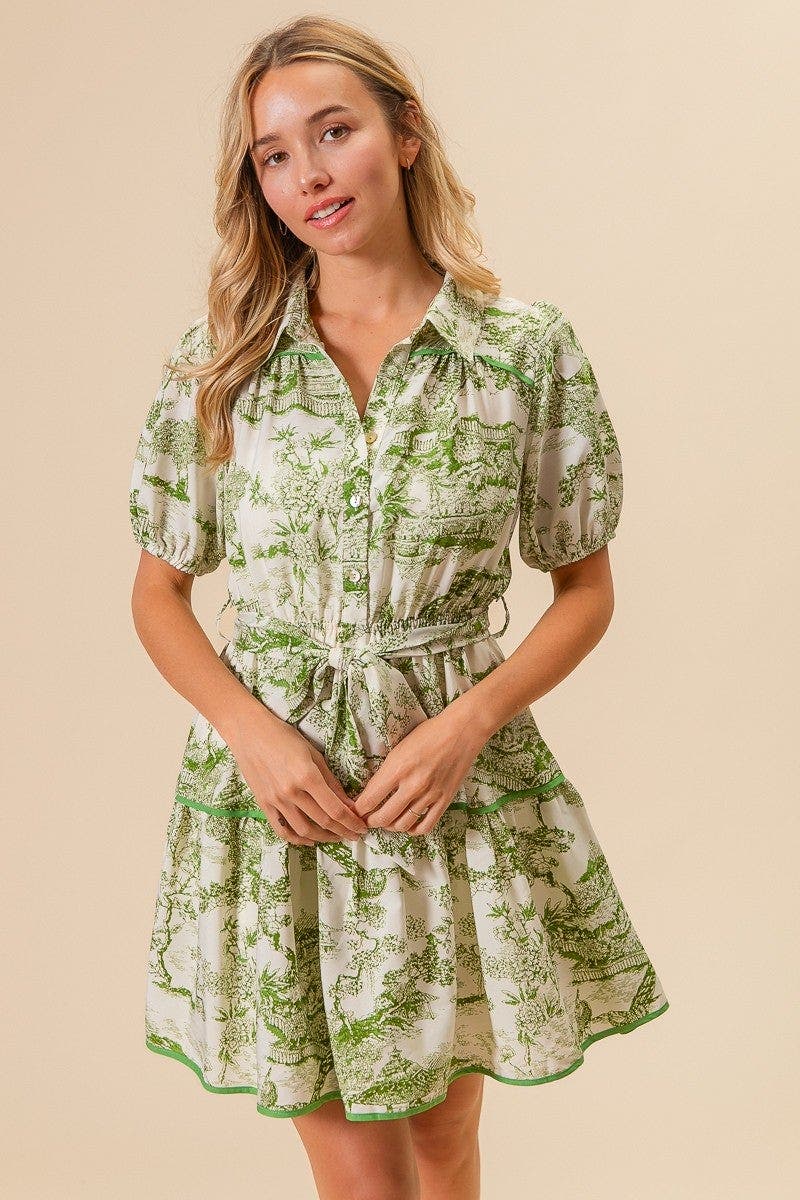 BiBi Woven Printed Tiered Dress
