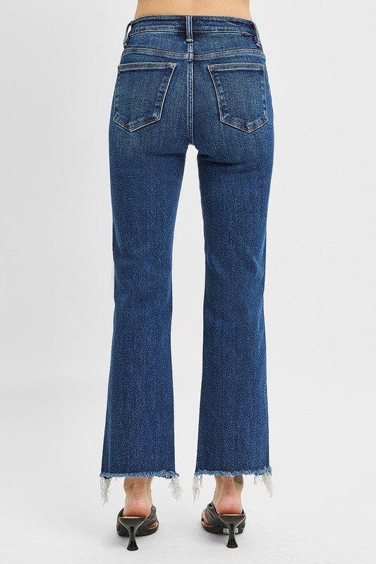 RISEN Full Size Tummy Control High Rise Crop Straight Raw Cut Hem Jeans Plus Size