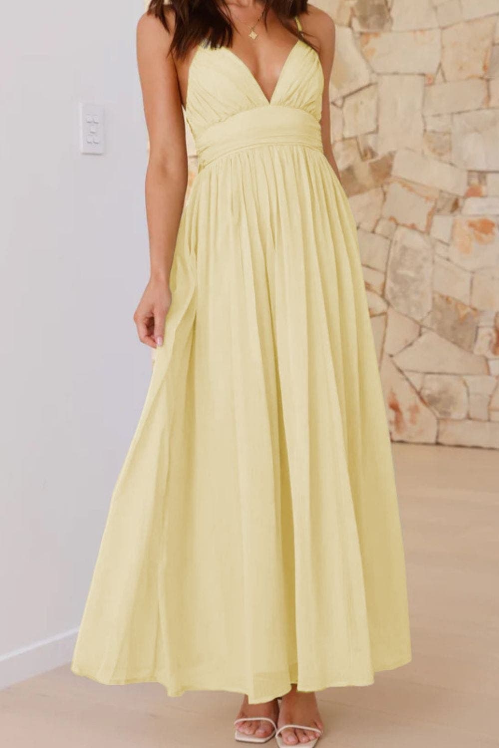 Ruched V-Neck Cami Dress