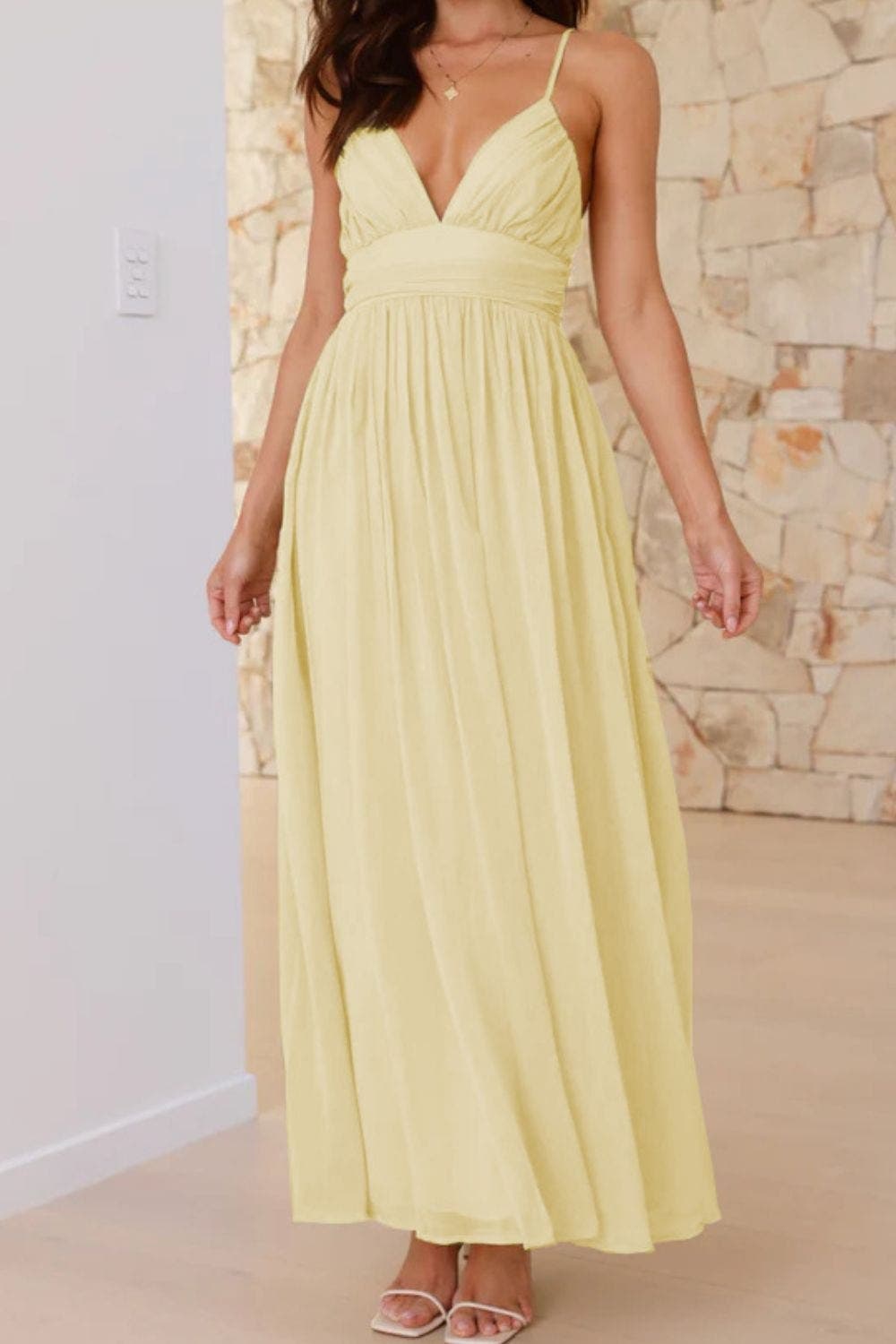 Ruched V-Neck Cami Dress