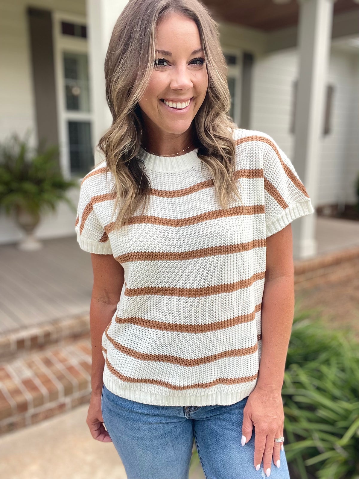 Striped Oversized Casual Sweater with Relaxed Fit