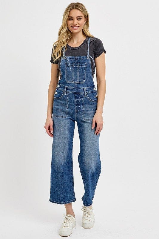 RISEN Full Size Knotted Strap Denim Overalls with Pockets Plus Size