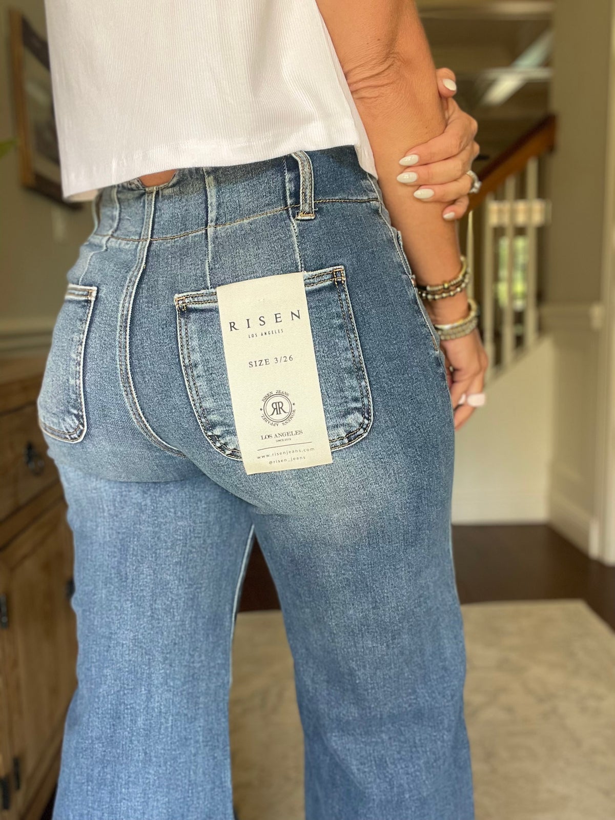 RISEN Full Size High Rise Ankle Wide Seam Detailed Jeans Plus Size