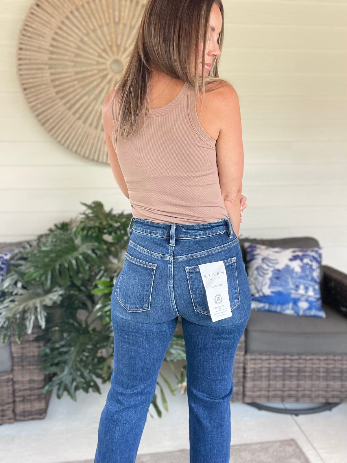 RISEN Full Size Tummy Control High Rise Crop Straight Raw Cut Hem Jeans Plus Size