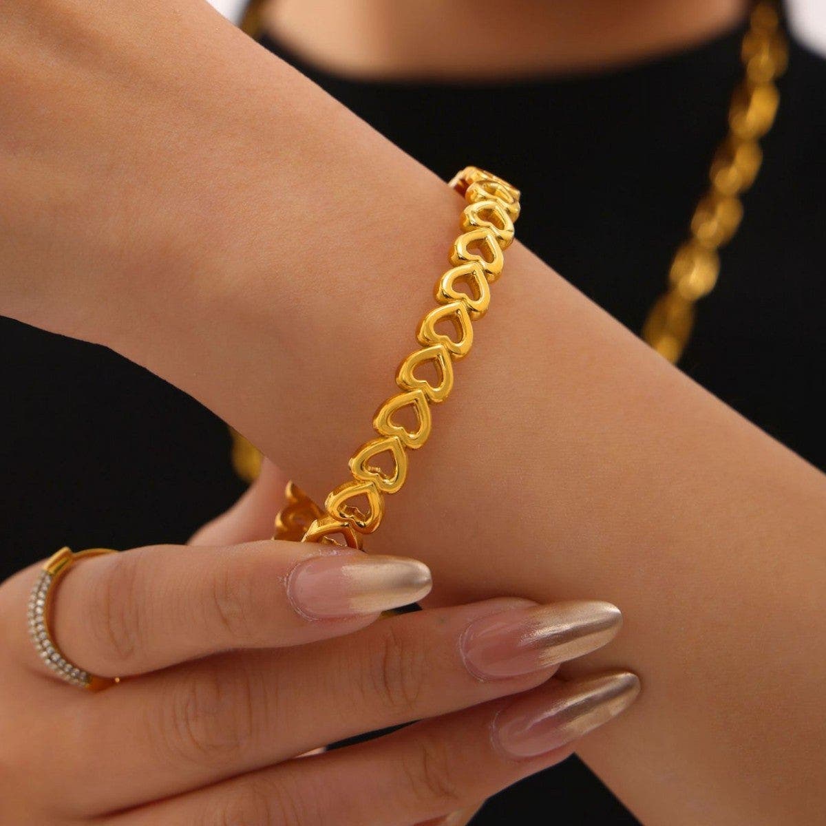 18K Gold-Plated Stainless Steel Heart Bracelet *Final Sale*