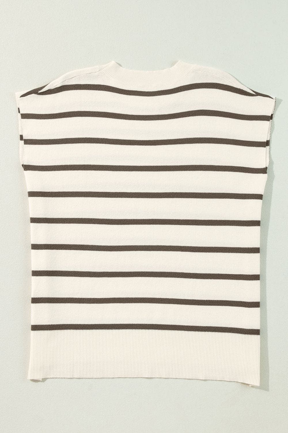 Stripe Side Slits Crewneck Sweater Vest