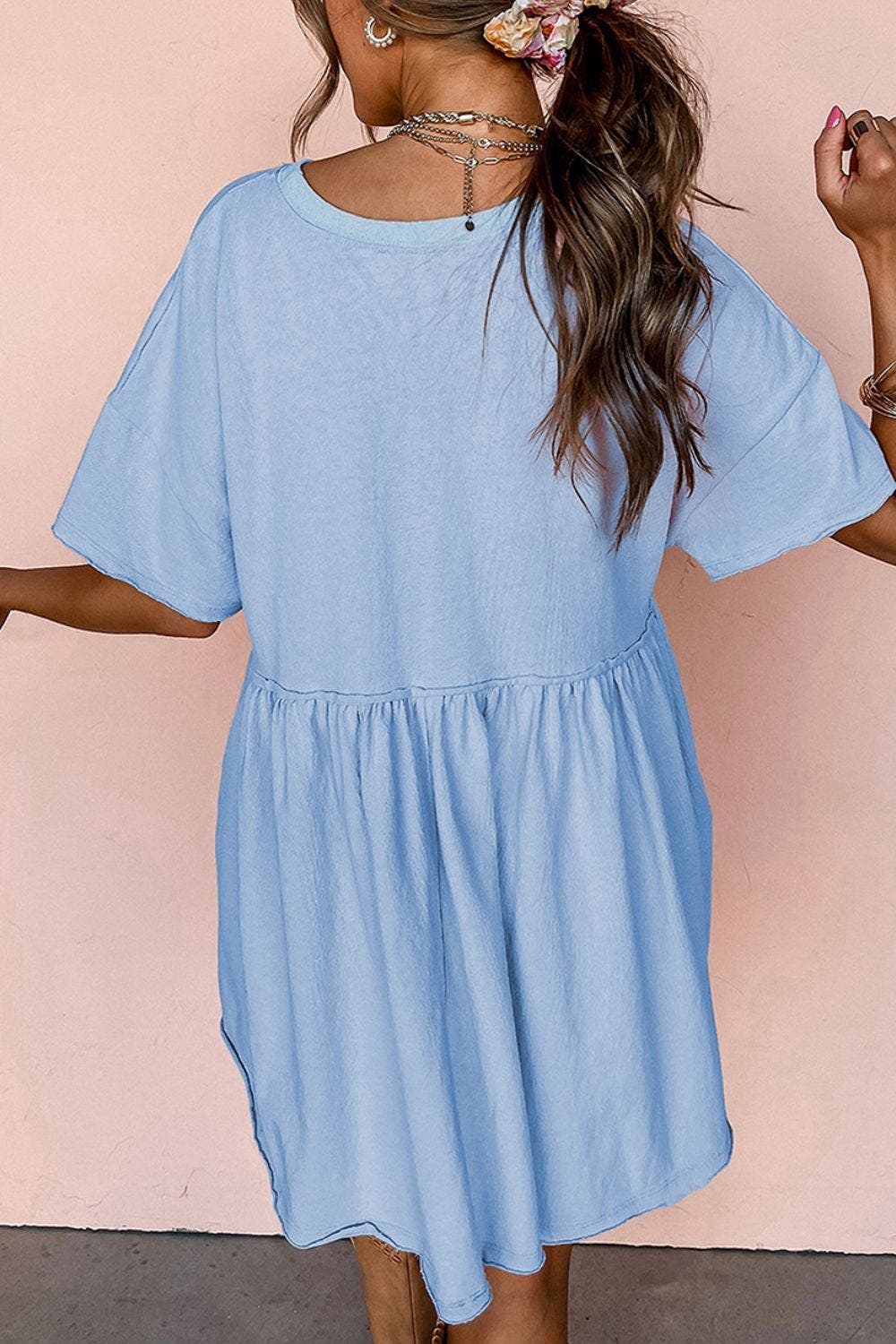 Round Neck Half Sleeve Mini Tee Dress