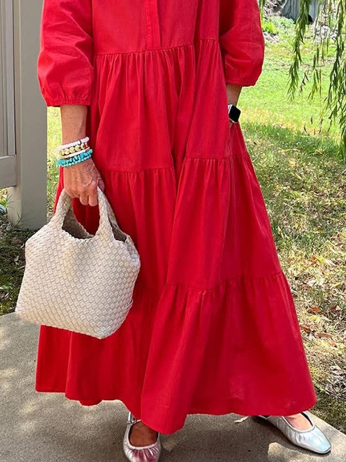 Full Size Tiered Button-Front Maxi Shirt Dress Plus Size