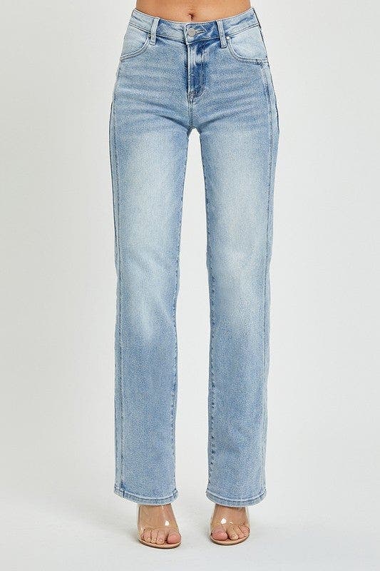 RISEN Plus Size Mid Rise Straight Jeans