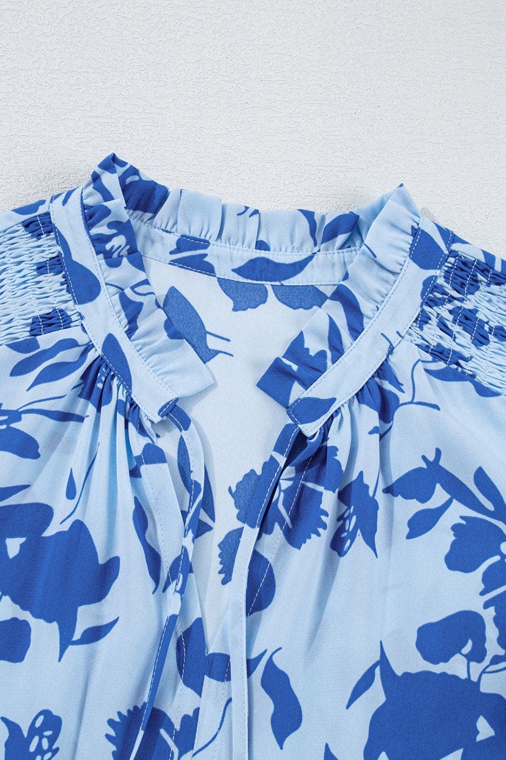 Floral Print Tiered Frilled Trim Flutter Sleeve Dress