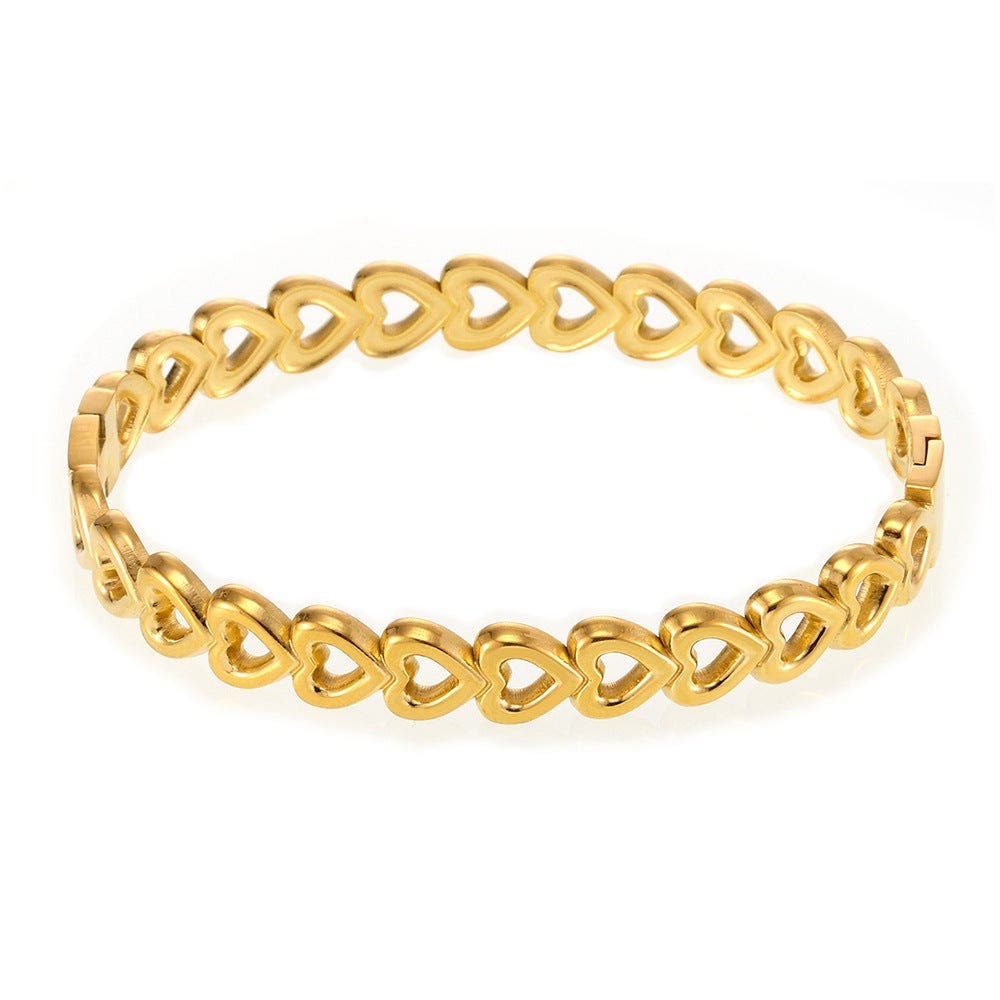 18K Gold-Plated Stainless Steel Heart Bracelet *Final Sale*